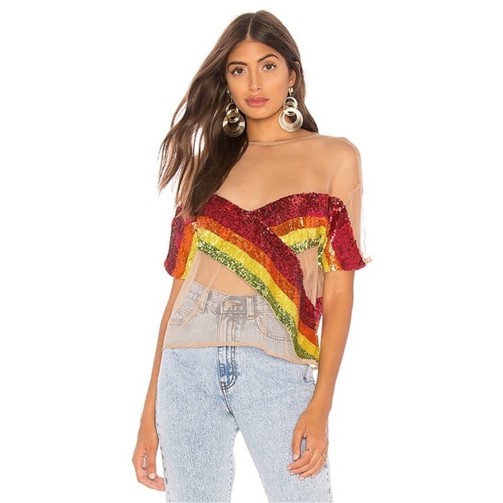 NWOT NBD Mireya Top in Rainbow Size Small